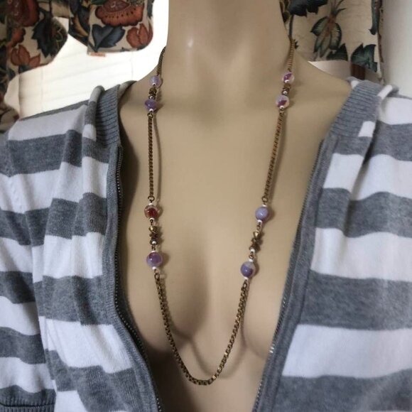 VTG 50s Miriam Haskell Russian Gold Book Chain Necklace German Givre Glass Beads - Picture 1 of 14